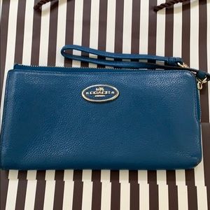COACH Pebble Wristlet / Wallet in Blue